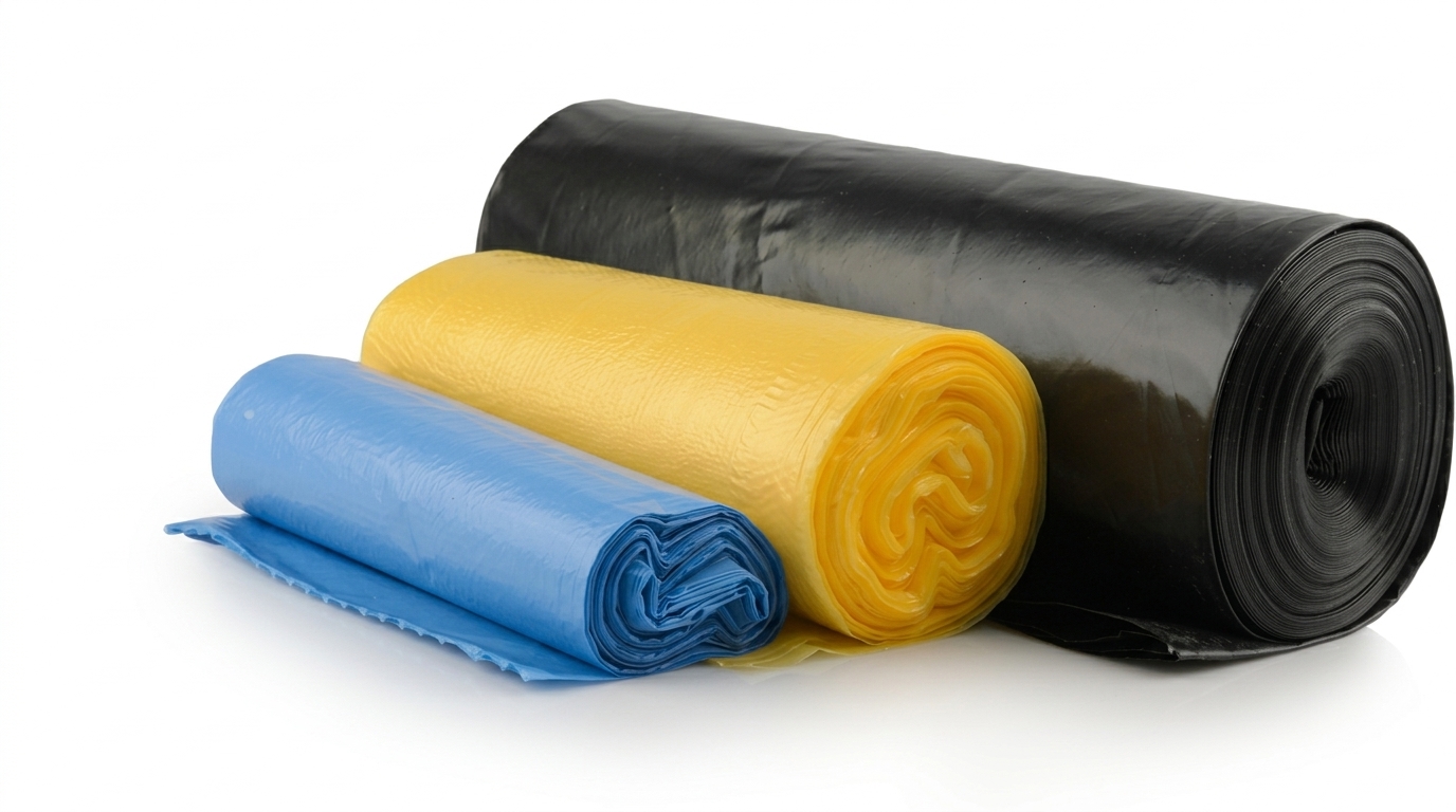 Rollos de bolsas tipo camiseta en distintos colores producidas en Mar Plast